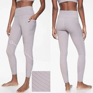 Athleta Stash Pocket Moto High Rise Yoga Tight In Powervita / Lilac Stone Sz S